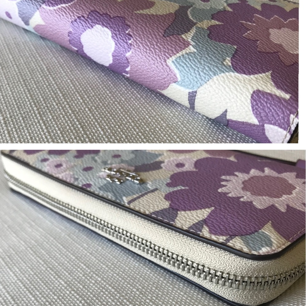 Coach Long Zip Around Wallet Purple Floral Print, Coated Canvas / Leather CBN95 - Picture 13 of 16
